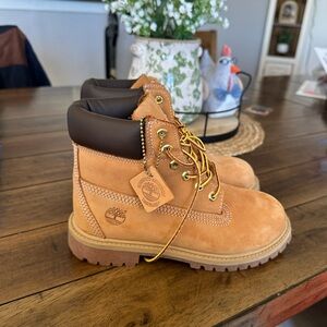 Timberland Kids Wheat/Tan Nubuck Lace-Up Boots